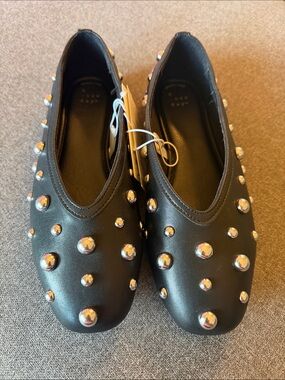 a new day Black Studded Ballet Flats